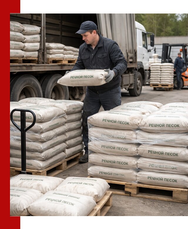 Речной песок в мешках с доставкой в Вязьме