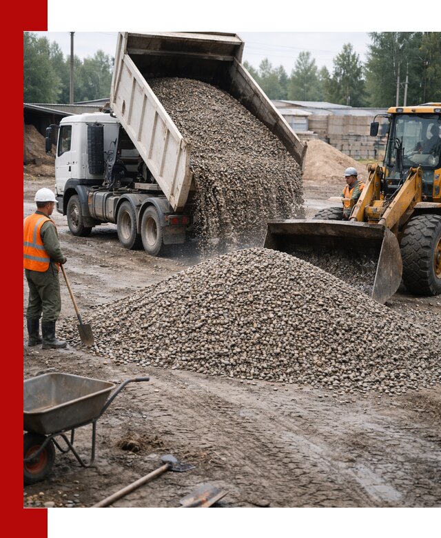 Мытый гравий с доставкой в Вязьме от карьера до участка