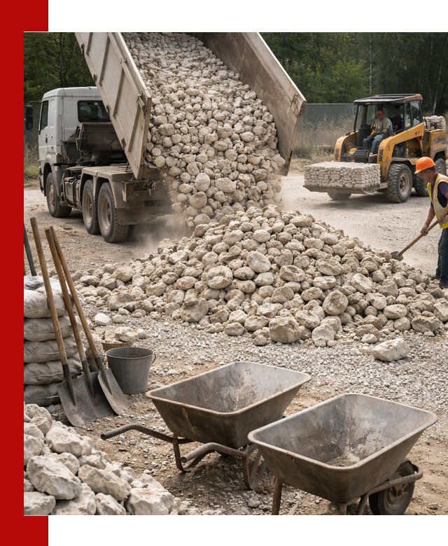 Доставка и продажа бутового известнякового камня в Вязьме