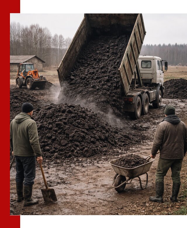 Доставка низинного торфа с разгрузкой и доставкой в Вязьме