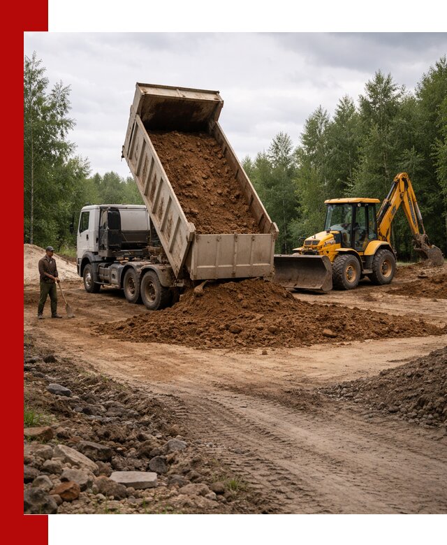 Доставка суглинка самосвалами в Вязьме подсыпка и планировка