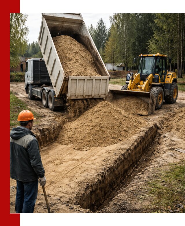 Доставка песчаного грунта в Вязьме для строительных работ