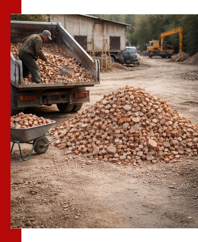 Доставка и подушка из боя кирпича с разгрузкой в Вязьме