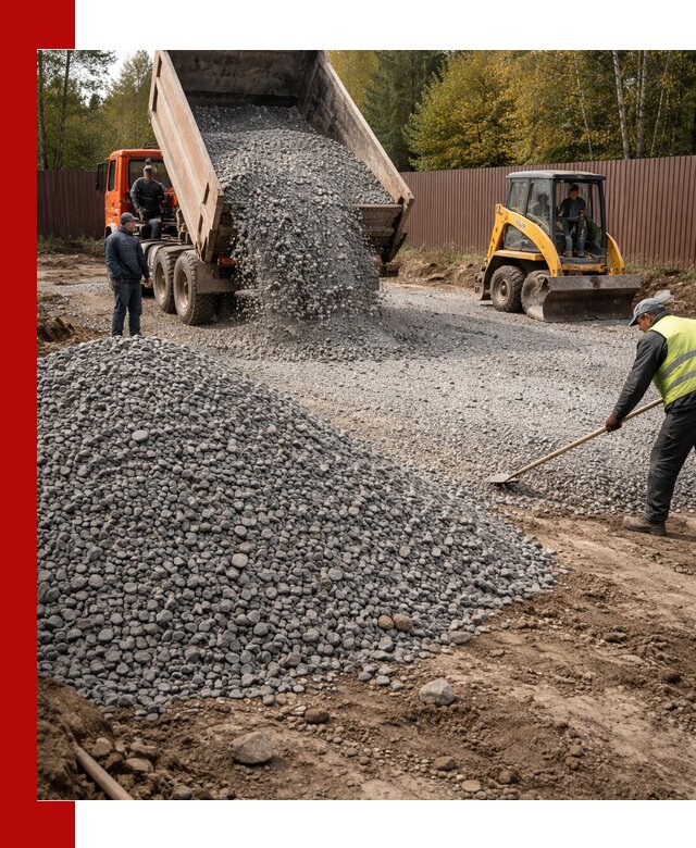 Отсыпка участка щебнем с доставкой и уплотнением в Вязьме